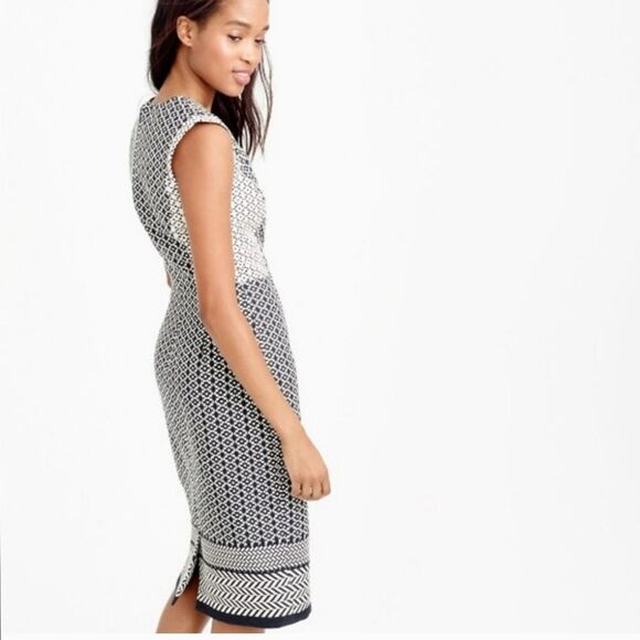 J. Crew fitted Geometric Tapestry Jacquard Sheath Dress size 4 nwot - Picture 3 of 12
